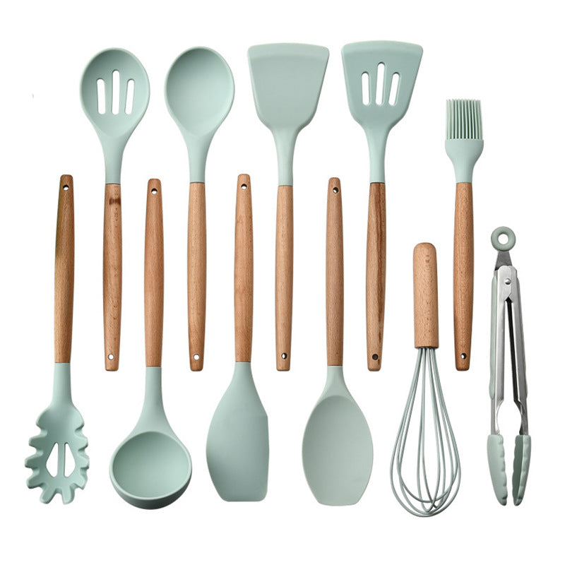 Eco-Friendly Silicone Kitchenware with Wooden Handle