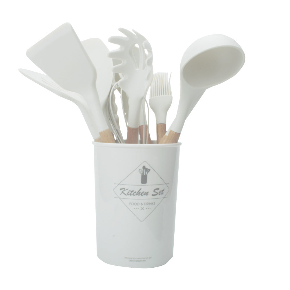 Eco-Friendly Silicone Kitchenware with Wooden Handle