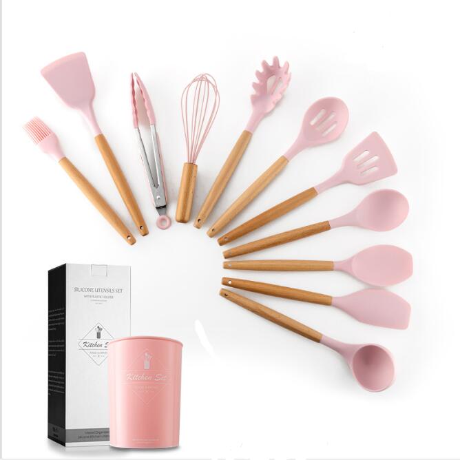 Eco-Friendly Silicone Kitchenware with Wooden Handle