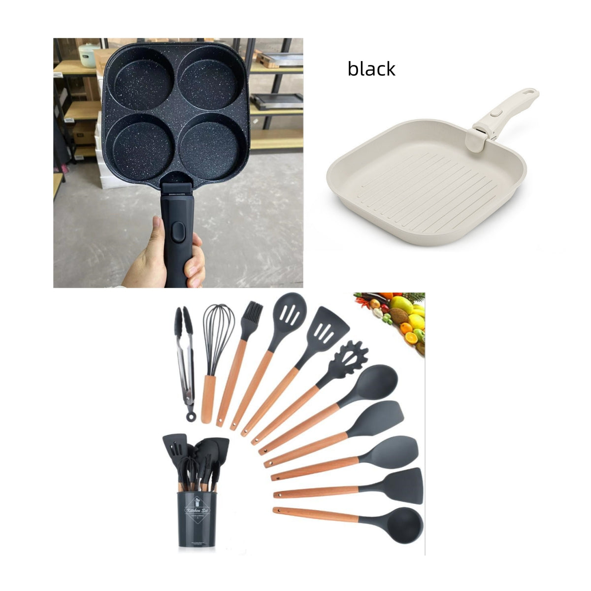 Eco-Friendly Silicone Kitchenware with Wooden Handle