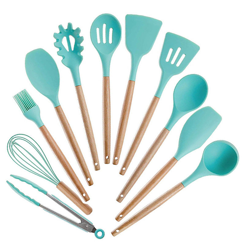 Eco-Friendly Silicone Kitchenware with Wooden Handle