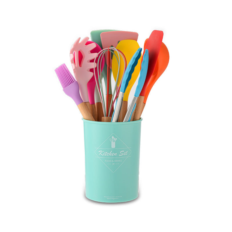 Eco-Friendly Silicone Kitchenware with Wooden Handle