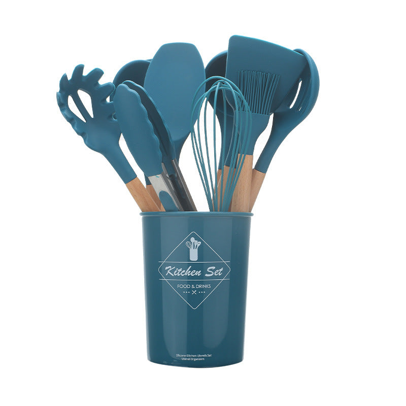 Eco-Friendly Silicone Kitchenware with Wooden Handle