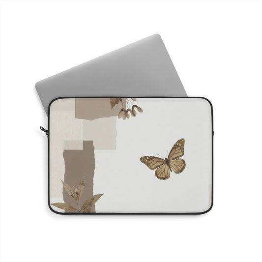 Neutral Butterfly Laptop Sleeve – Aesthetic MacBook Case for Women | Minimal Beige Laptop Cover 13” 15”
