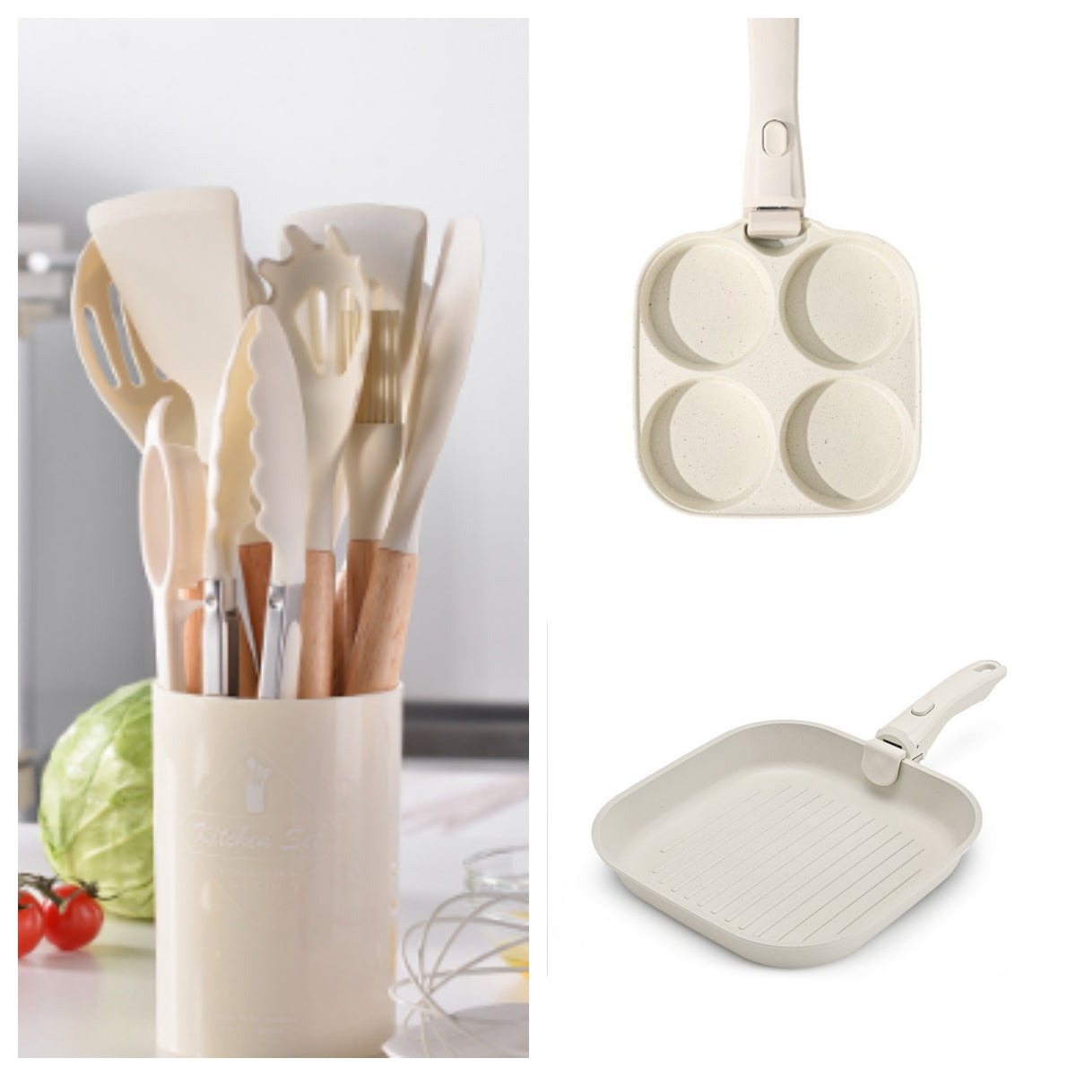 Eco-Friendly Silicone Kitchenware with Wooden Handle
