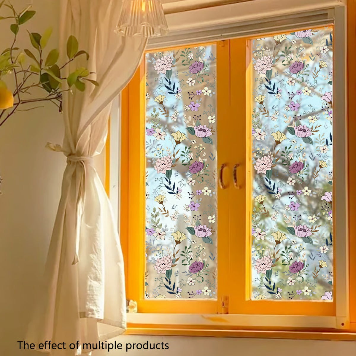 Green vines sun dazzling glass sticker