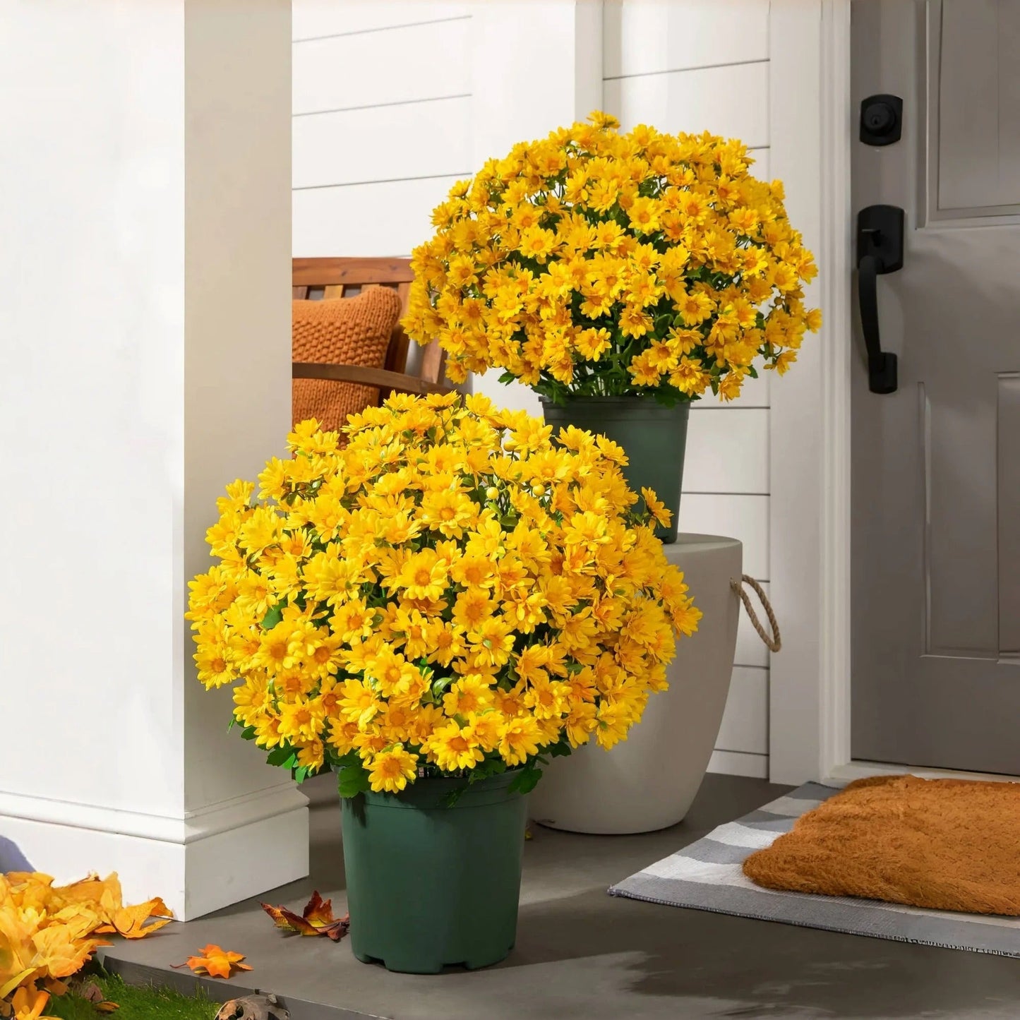 💐Lifelike UV-Resistant Sunset Mums – Waterproof, Windproof & Perfect for Fall Decor 🍂