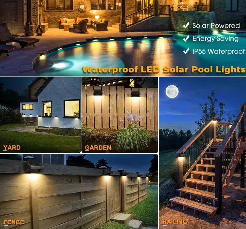 LED Solar Lamp Path Staircase Outdoor Waterproof Wall Light