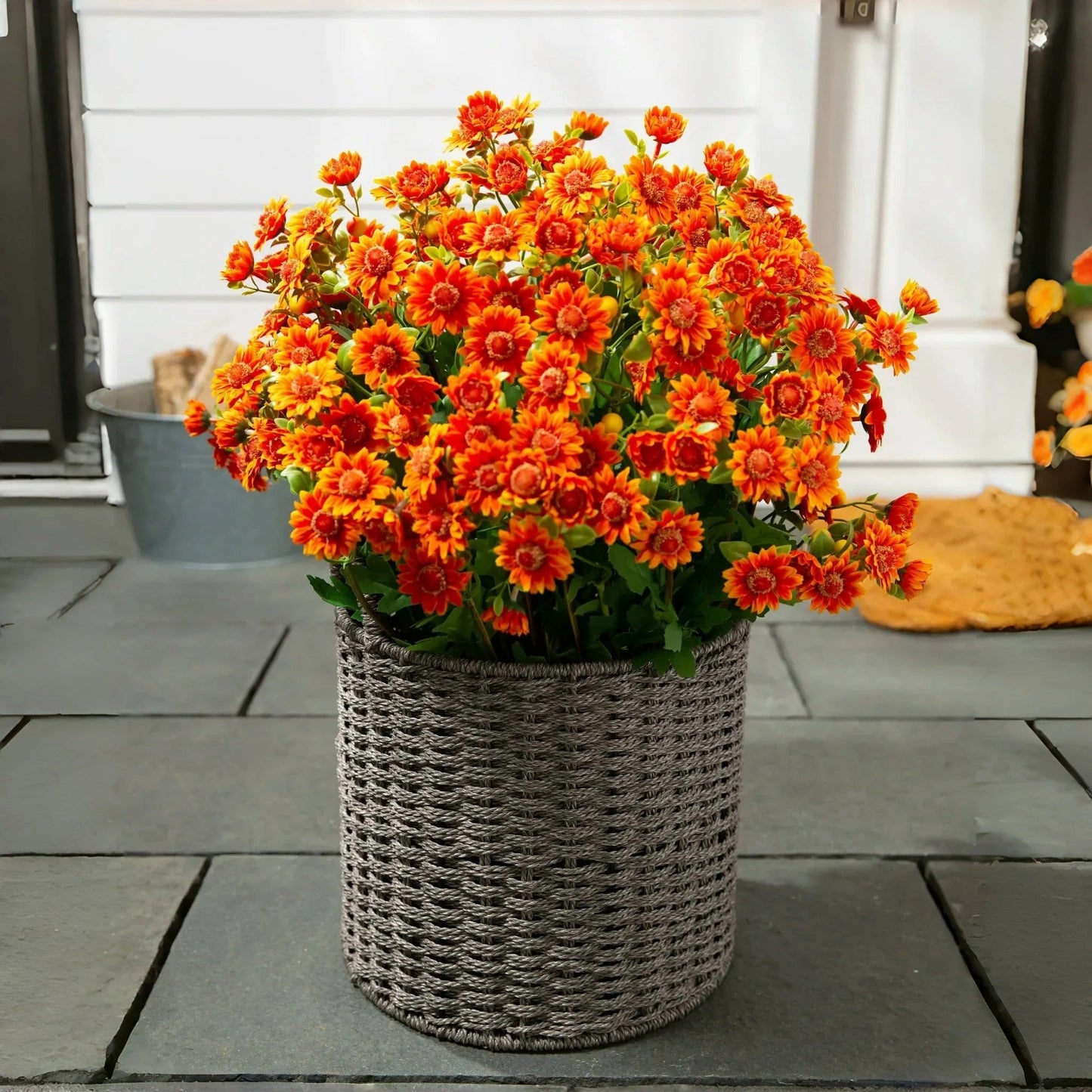 💐Lifelike UV-Resistant Sunset Mums – Waterproof, Windproof & Perfect for Fall Decor 🍂