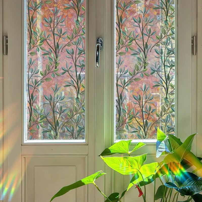 Green vines sun dazzling glass sticker