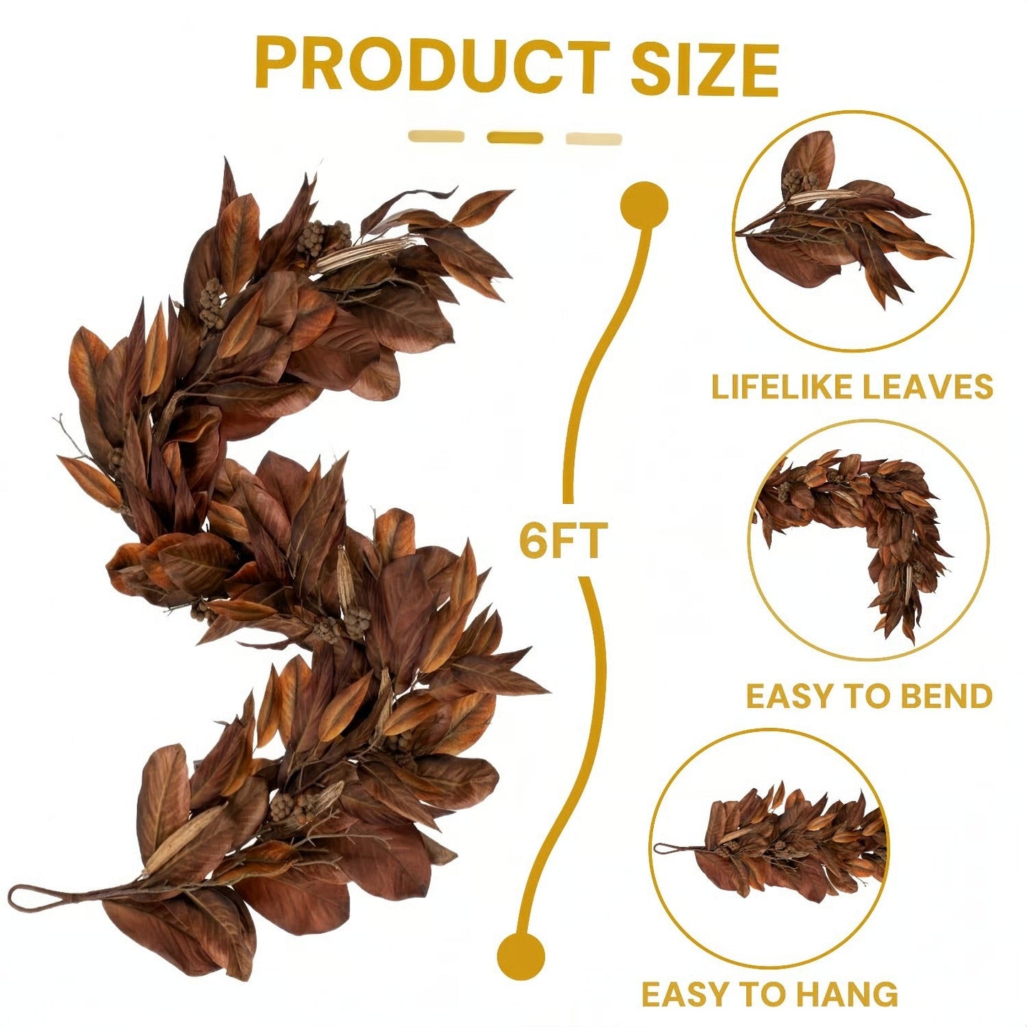 Brown Magnolia Leaf Garland