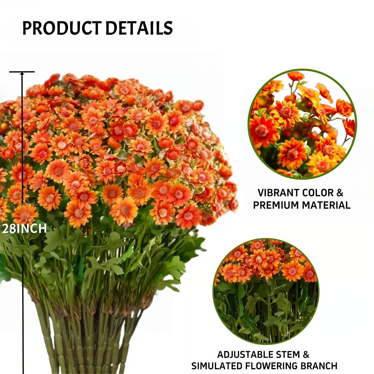 💐Lifelike UV-Resistant Sunset Mums – Waterproof, Windproof & Perfect for Fall Decor 🍂